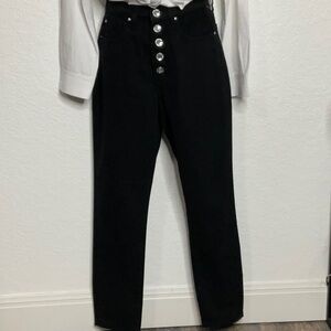 115- WeWoreWhat NWT Black Danielle Crystal Straight Leg Jeans Size 25
